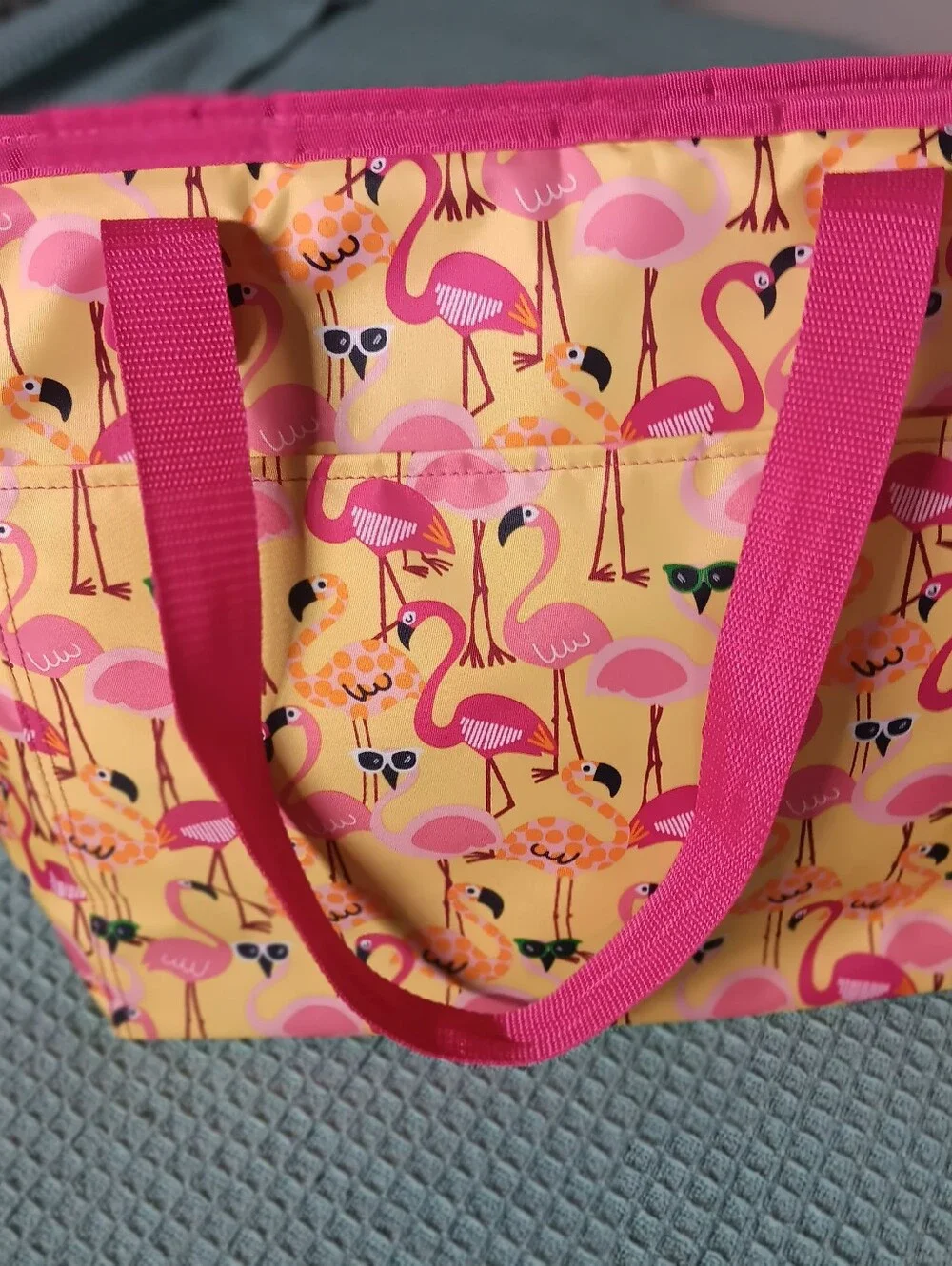 Thirty-one Thermal Tote Bag-Flamigo Pattern On Yellow &Matching Utility Tote - Picture 2 of 10